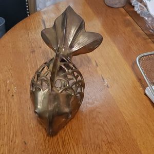 Vintage solid Brass fish lantern candle holders